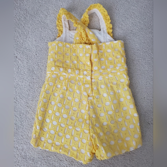 Janie and Jack Girls Eyelet Romper in Sunshine Yellow sz3 - Picture 14 of 14